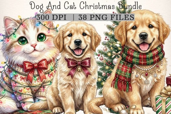 Download Dog and Cat Christmas PNG Bundle - Christmas png bundle Collection