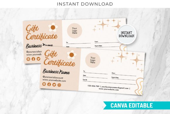 Download Retro Holiday Gift Certificate Template - Holiday gift Collection